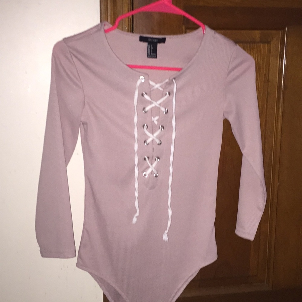 Lace cross body suit